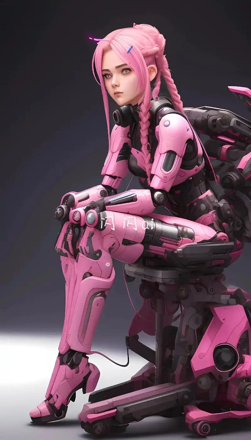 三种色系的赛博机械女孩