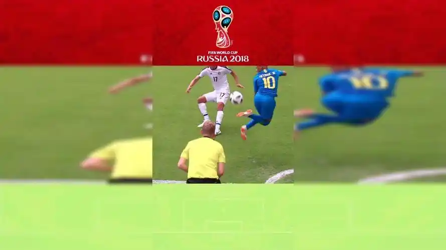 世界杯,内马尔的彩虹过人.好帅