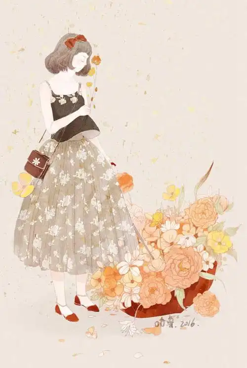 唯美森林系的女孩手绘