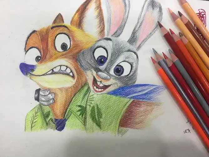 创意画,少儿美术,儿童画,原创,插画立体感没画好!彩铅,疯狂动物城!