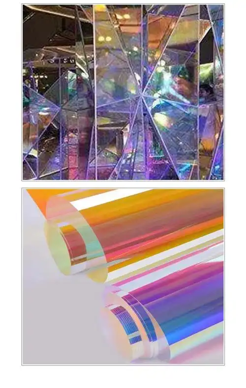 镭射纸玻璃贴膜手工diy材料幻彩彩色渐变彩虹七彩变色透明炫彩膜