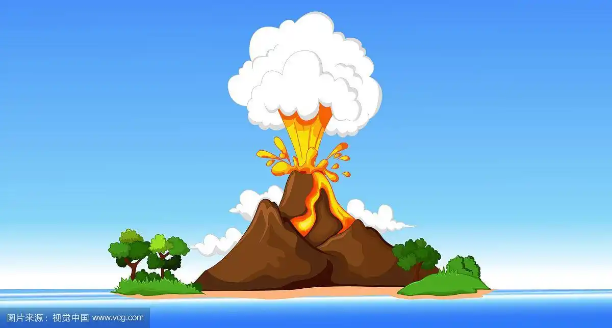 火山喷发的卡通