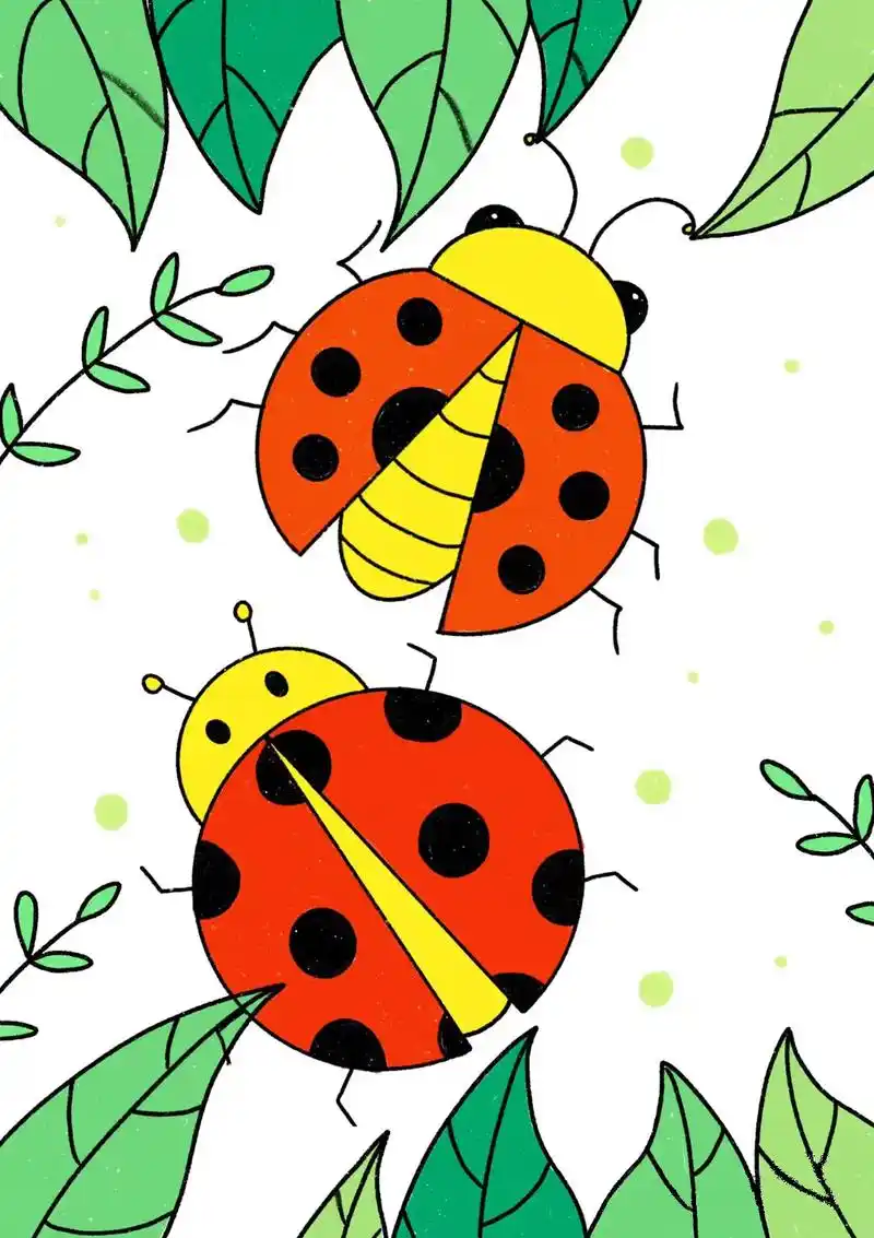 七星瓢虫儿童简笔画教程,简单易学,色 - 抖音