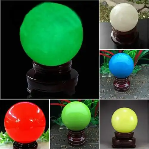 石夜光球夜明珠原石红色发光球风水球摆件 白色 10厘米【图片 价格