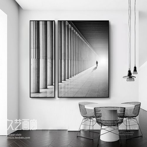 现代简约黑白建筑空间装饰画客厅挂画设计师工业风书房办公室壁画