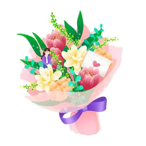 卡通鲜花花束妇女节元素gif动态图妇女节鲜花元素