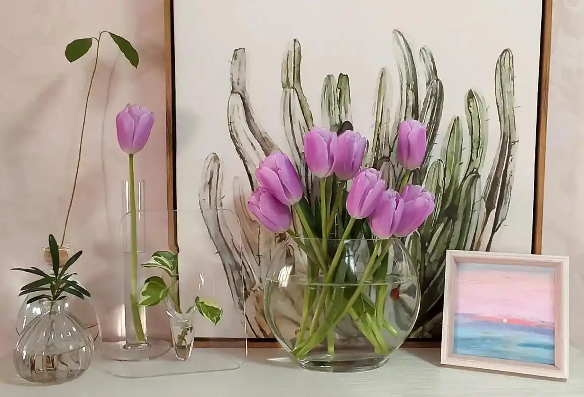 郁金香的白天和晚上 无滤镜照片色差很大 阳光带来的温暖光明  - 抖音