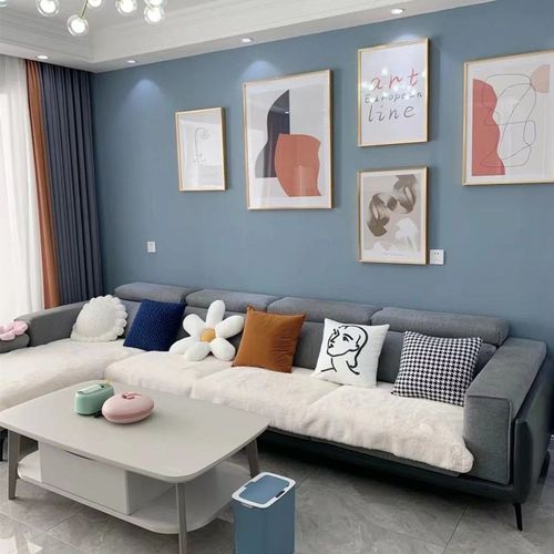 灰蓝色伦敦雾深蓝色内墙环保净味乳胶漆自刷墙面翻新无污染涂料