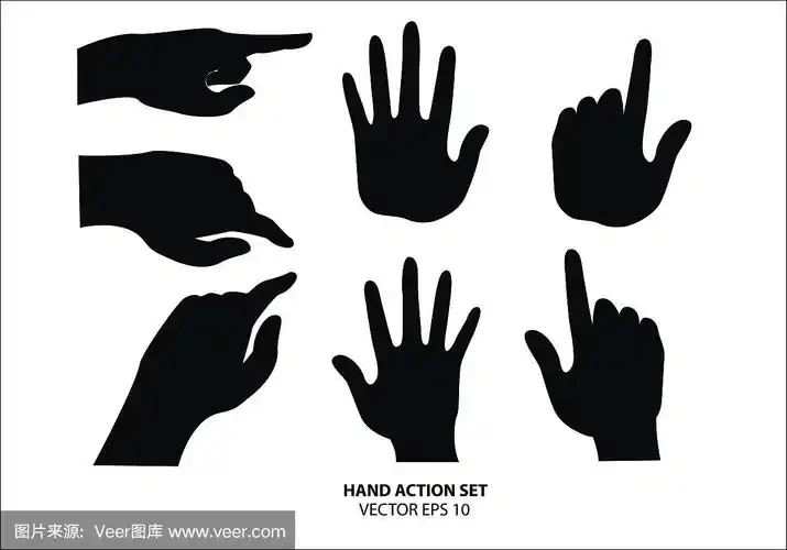 手剪影动作设置为技术背景矢量插图.