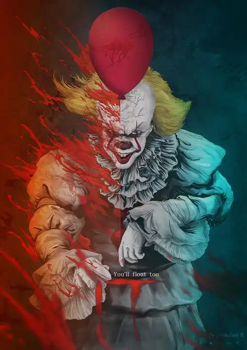 小丑回魂手绘插画海报