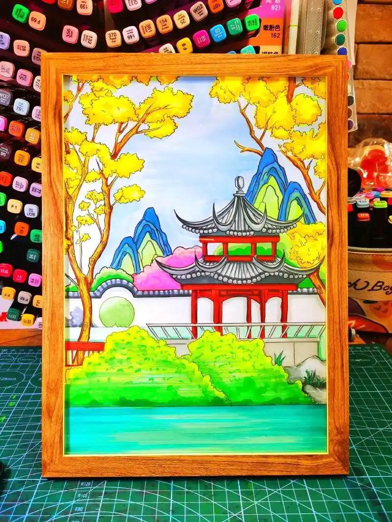 秋天的画.#马克笔手绘 #原创插画 #国风古韵 #绘画 #画 - 抖音