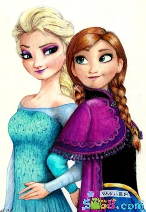 艾莎和安娜公主的简笔画