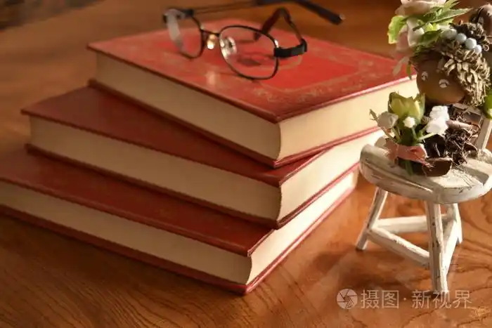 有一条红色的书涵盖三本书照片-正版商用图片1l6lml-摄图新视界