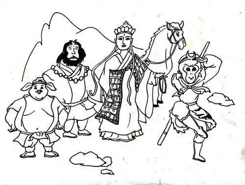 西游记的师徒四人的简笔画