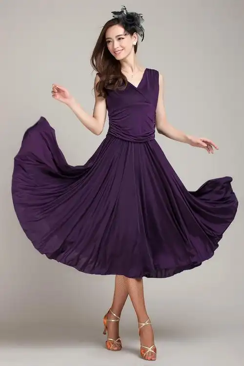 摩登舞服 摩登舞裙新款 国标练习舞连衣裙 舞裙 交谊舞 大摆q196