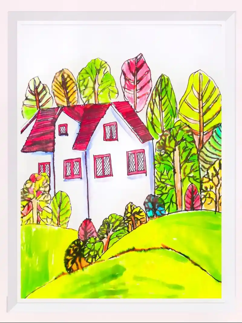 儿童水彩画#水墨写意 #一起学画画 #色彩搭配  - 抖音