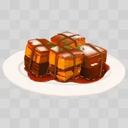 卡通手绘一盘红烧肉免抠元素