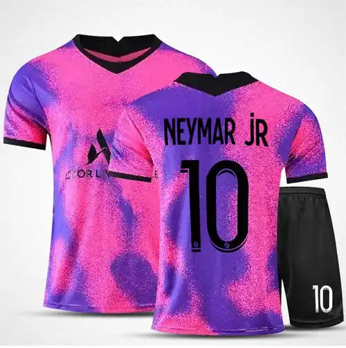 粉色足球服运动套装男内马尔训练队服梅西球衣 20-21巴黎三客粉-7号