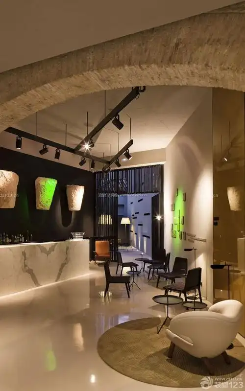 公司办公室前台背景墙设计装修效果图片