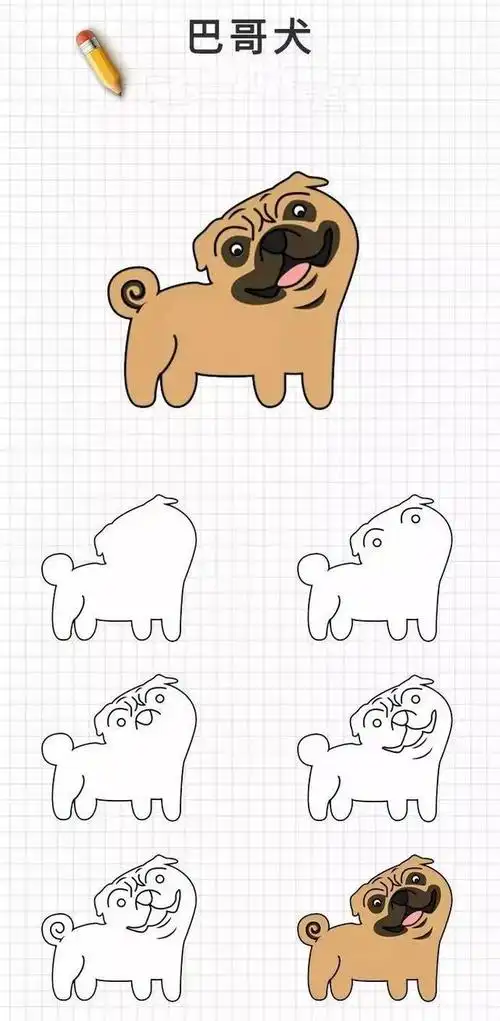 狗简笔画,狗简笔画图片大全(爱狗的你这20种可爱简笔画素材一定要收藏