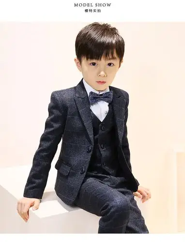 儿童西装套装男童帅气2018新款小孩西服钢琴演出服花童礼服冬加厚