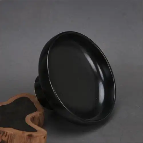 景德镇厂货瓷器乌金釉高足果盘全手工旧货居家日用酒店用品摆件