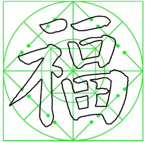 八种字体福字实体空心描摹范本