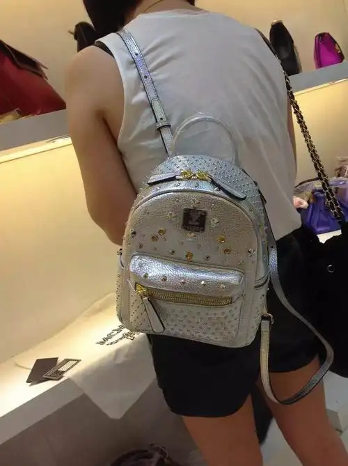 mcm双肩包 邓紫棋新款 小号mini 金色银色 韩国mcm官网