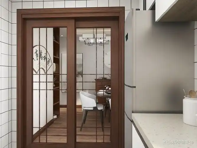新中式厨房门餐厅中式现代80m05二居设计图片赏析--土巴兔装修效果