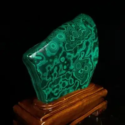 天然孔雀石摆件手工打磨抛光n带座高1915