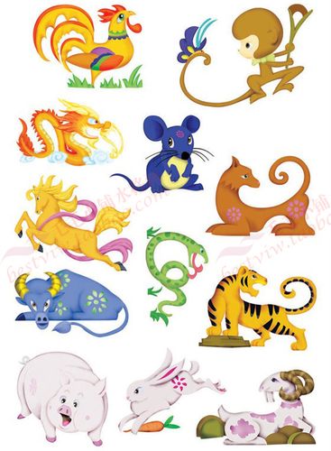 90-25 十二生肖卡通贴毛毛小铺水移画儿童房装饰贴瓷砖贴冰箱贴