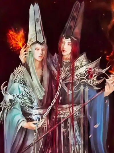 黑白无常 白无常和黑无常人们并称无常二爷,是专门捉拿恶鬼的神.