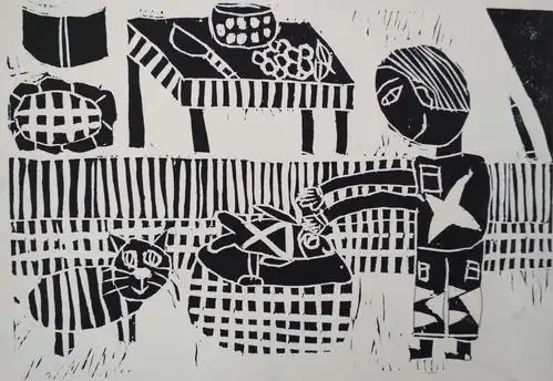 黑山县镇安乡小学少儿版画作品微展