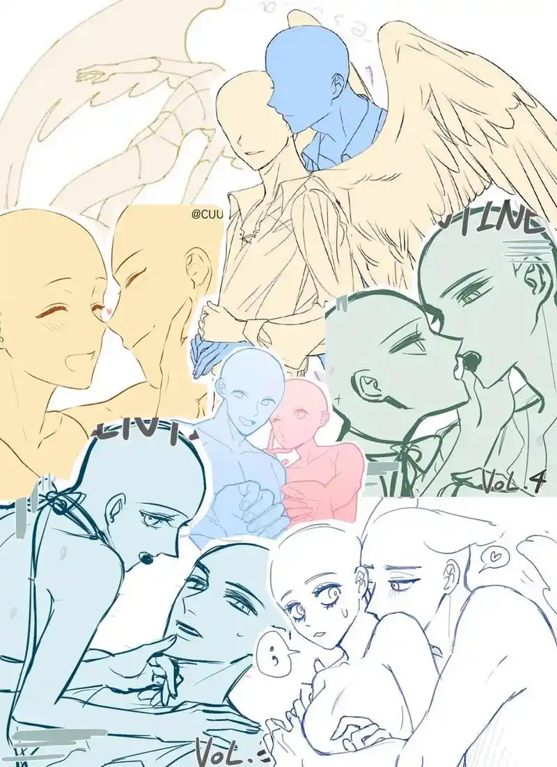 还有人没有这套超萌q版素材!双人cp模板分享!让我 - 抖音