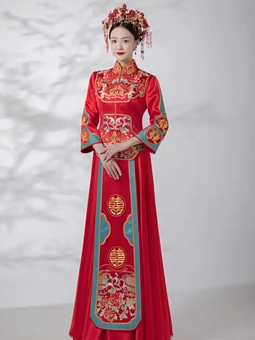 天仙颜值中式嫁衣婚礼一定要穿红蓝撞色74