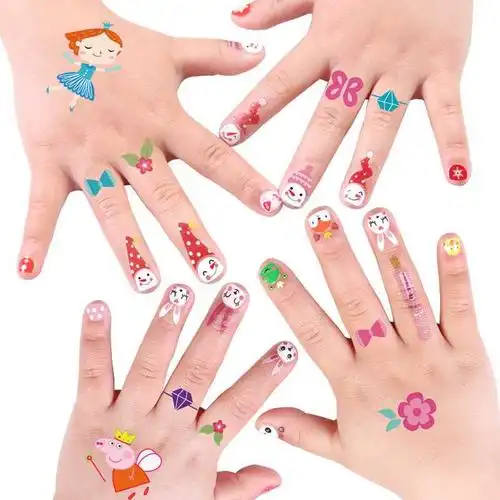 小朋友帖纸小女孩儿童美甲贴纸水印贴花韩版手指可爱环保指甲盖动