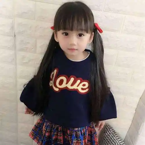 儿童公主蝴蝶结双马尾假发女童宝宝可爱直发马尾小女孩拍照假马尾