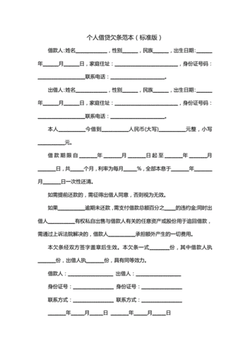 个人借贷欠条范本(标准版).doc 2页