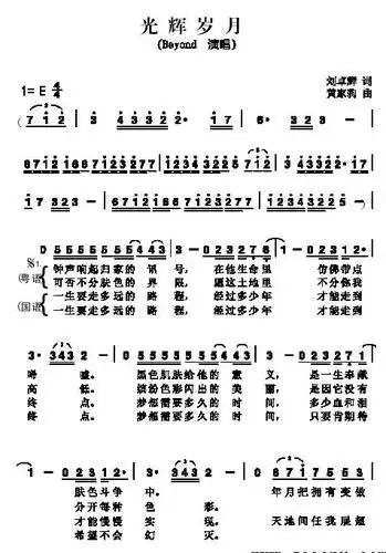 《光辉岁月》简谱