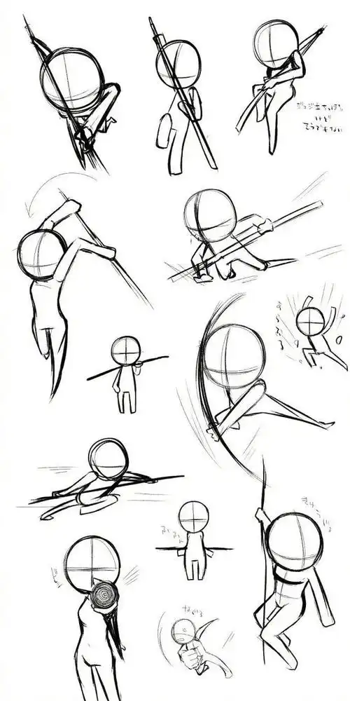 【素材】超简单好临摹!q版人物动态姿势参考来啦!