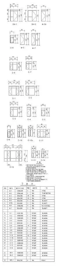 大小窗户cad图纸