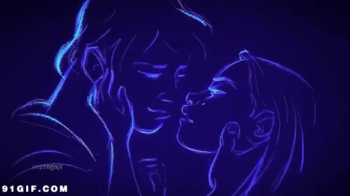 接吻卡通蓝光浪漫gif动图_动态图_表情包下载_soogif