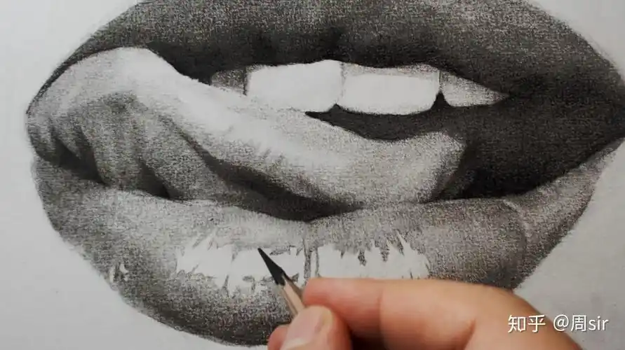 如何画素描中的写实嘴巴