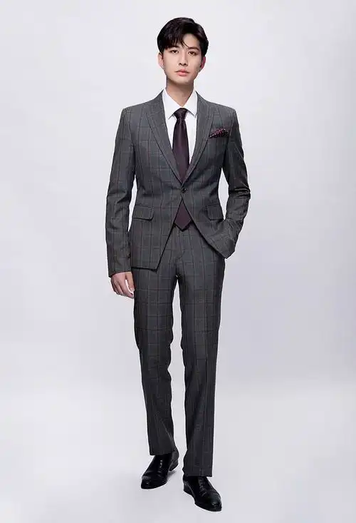 灰绿色威尔士亲王格西装