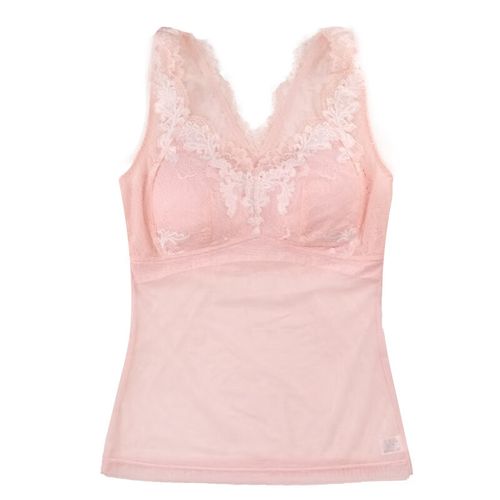 爱比娜一体式带胸垫长款打底背心文胸全罩杯外穿美背内衣a383-1 384粉