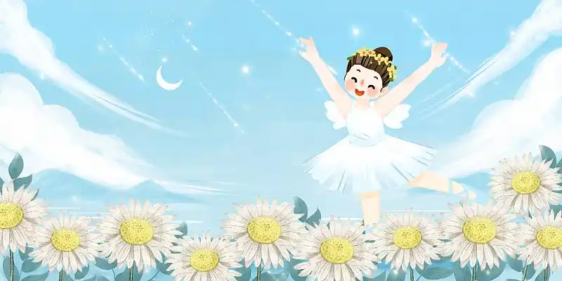 蓝色小清新简约跳舞舞蹈女孩艺术节培训教育舞蹈背景展板背景