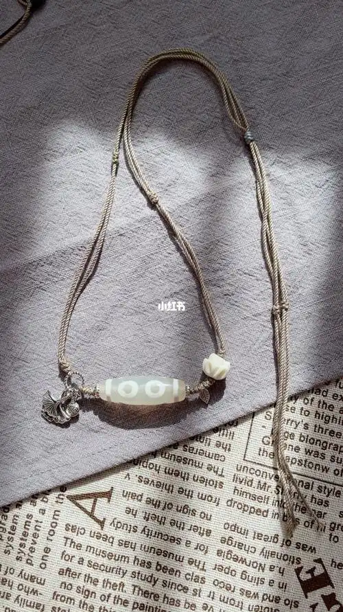 手工编绳三眼天珠项链