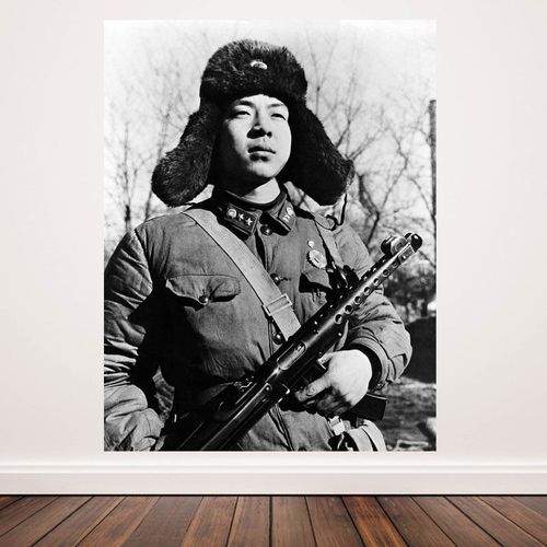 雷锋海报 为人民服务 抗战英雄人物贴画复古黑白海报装饰墙画93y