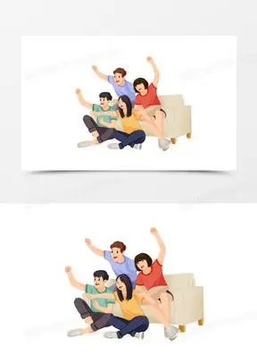 手绘插画风看比赛的观众免抠元素