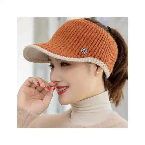 帽子女韩版秋冬时尚百搭女士空顶毛线帽加绒针织保暖冬季鸭舌帽子